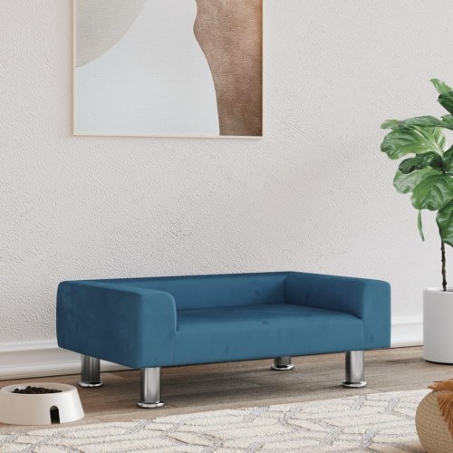 Hundeseng i velour - 70 × 45 × 26,5 cm, blå
