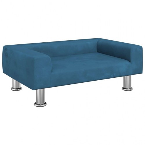 Hundeseng i velour - 70 × 45 × 26,5 cm, blå