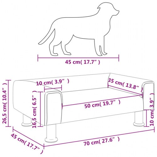 Hundeseng i velour - 70 × 45 × 26,5 cm, blå