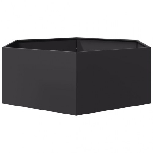 Sekskantet plantekasse i stål - 138 × 120 × 45 cm, sort