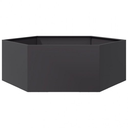 Sekskantet plantekasse i stål - 138 × 120 × 45 cm, sort