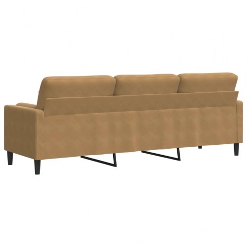 3-personers sofa med pyntepuder 210 cm velour brun