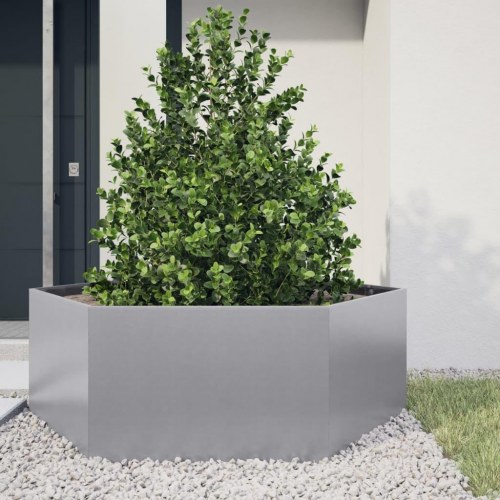 Plantekasse sekskantet i galvaniseret stål - 138 × 120 × 45 cm
