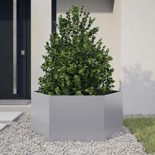 Plantekasse sekskantet 104 × 90 × 45 cm - galvaniseret stål