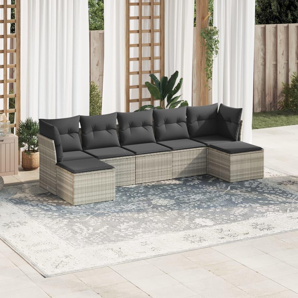 Sofasæt Til Haven 8 Dele Med Hynder Polyrattan - Lysegrå / Uden bord