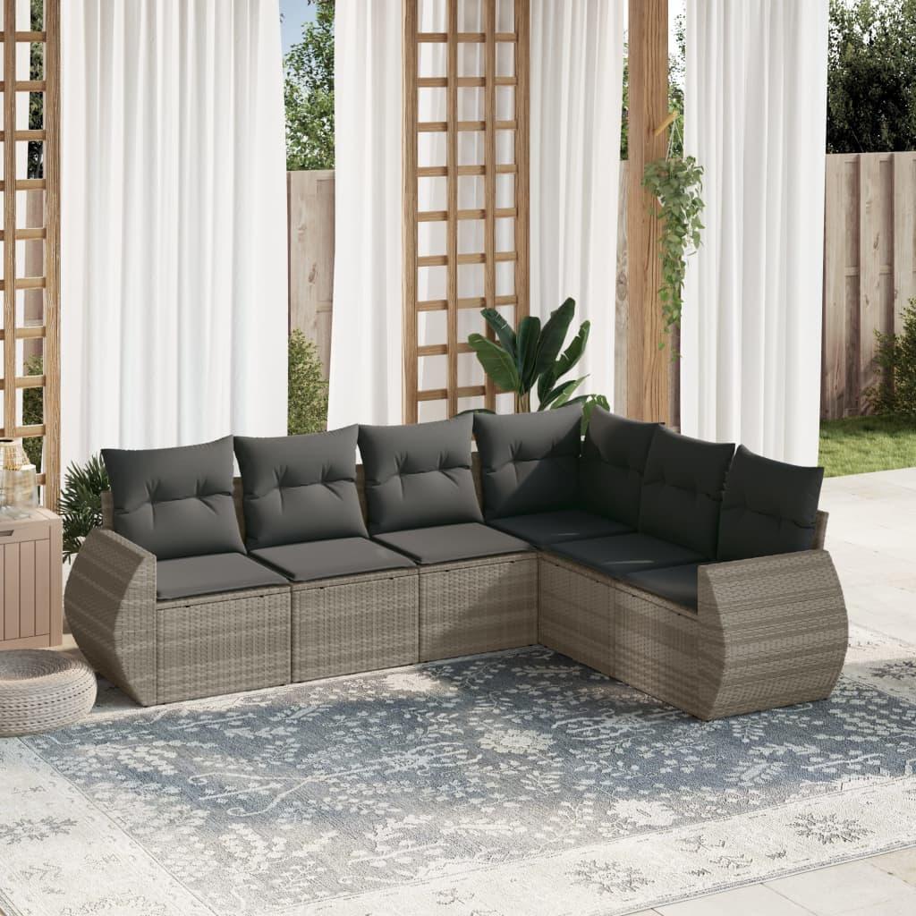 Sofasæt Til Haven 7 Dele Med Hynder Polyrattan - Lysegrå / Uden bord