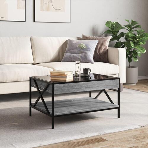 Sofabord med Infinity LED-lys 70x50x38 cm grå sonoma-eg