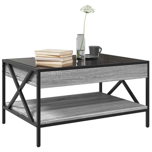 Sofabord med Infinity LED-lys 70x50x38 cm grå sonoma-eg