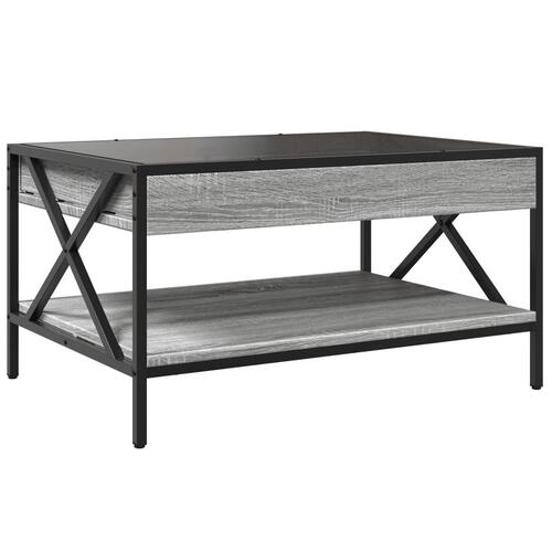 Sofabord med Infinity LED-lys 70x50x38 cm grå sonoma-eg