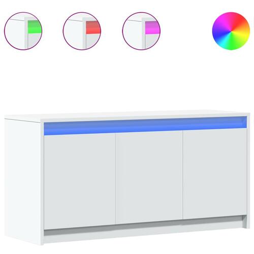 Tv-bord med LED-lys 100x34x50 cm konstrueret træ hvid