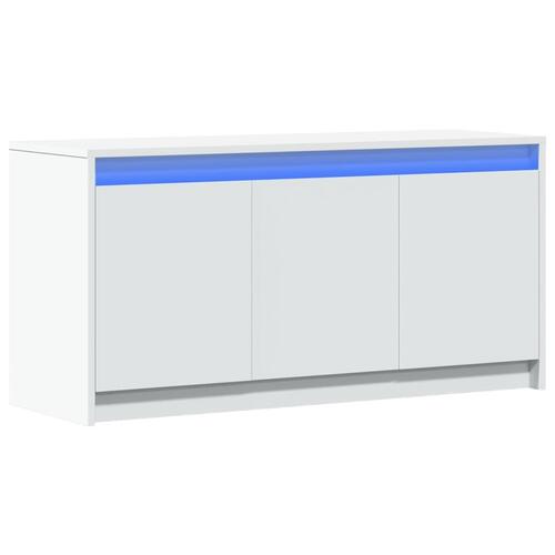 Tv-bord med LED-lys 100x34x50 cm konstrueret træ hvid
