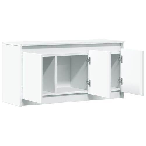 Tv-bord med LED-lys 100x34x50 cm konstrueret træ hvid