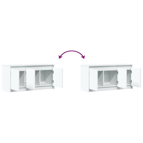 Tv-bord med LED-lys 100x34x50 cm konstrueret træ hvid