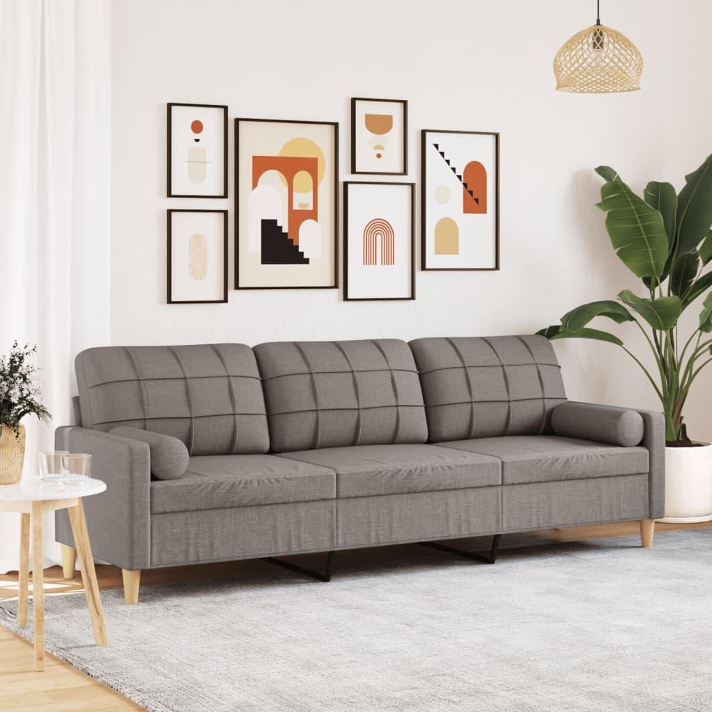 2-Personers Sofa Med Pyntepuder Stof - 210 cm / Gråbrun