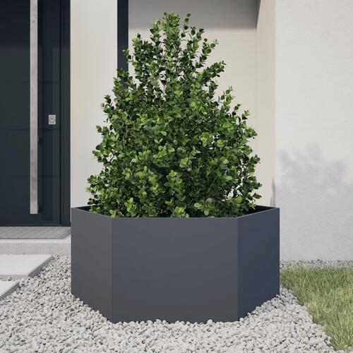 Plantekasse 104x90x45 cm sekskantet stål antracitgrå