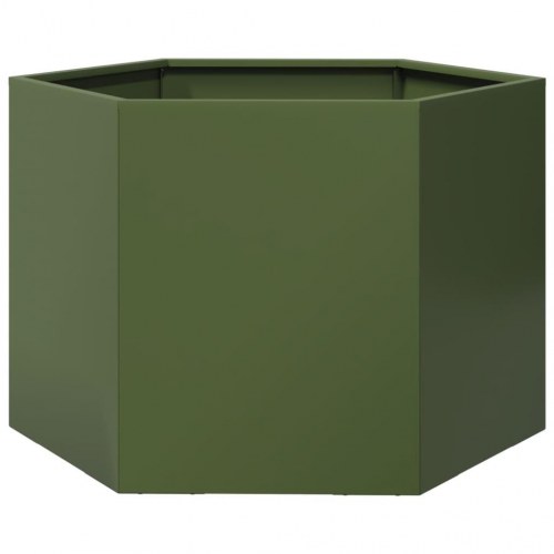 Plantekasse sekskantet i stål - 69 × 60 × 45 cm, olivengrøn