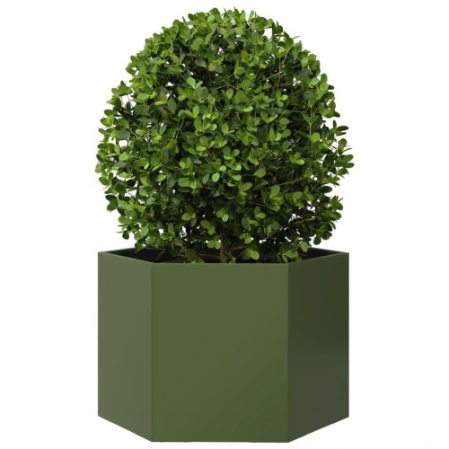 Plantekasse sekskantet i stål - 69 × 60 × 45 cm, olivengrøn
