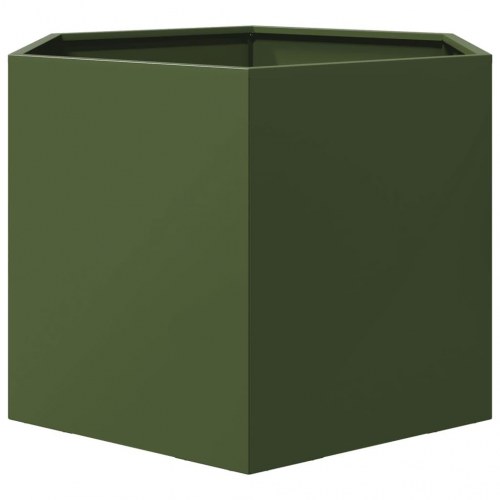 Plantekasse sekskantet i stål - 69 × 60 × 45 cm, olivengrøn