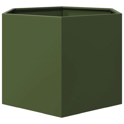 Plantekasse sekskantet i stål - 69 × 60 × 45 cm, olivengrøn