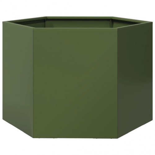 Plantekasse sekskantet i stål - 69 × 60 × 45 cm, olivengrøn