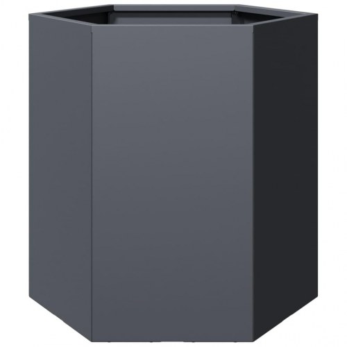Plantekasse sekskantet i stål - 46×40×45 cm, antracitgrå