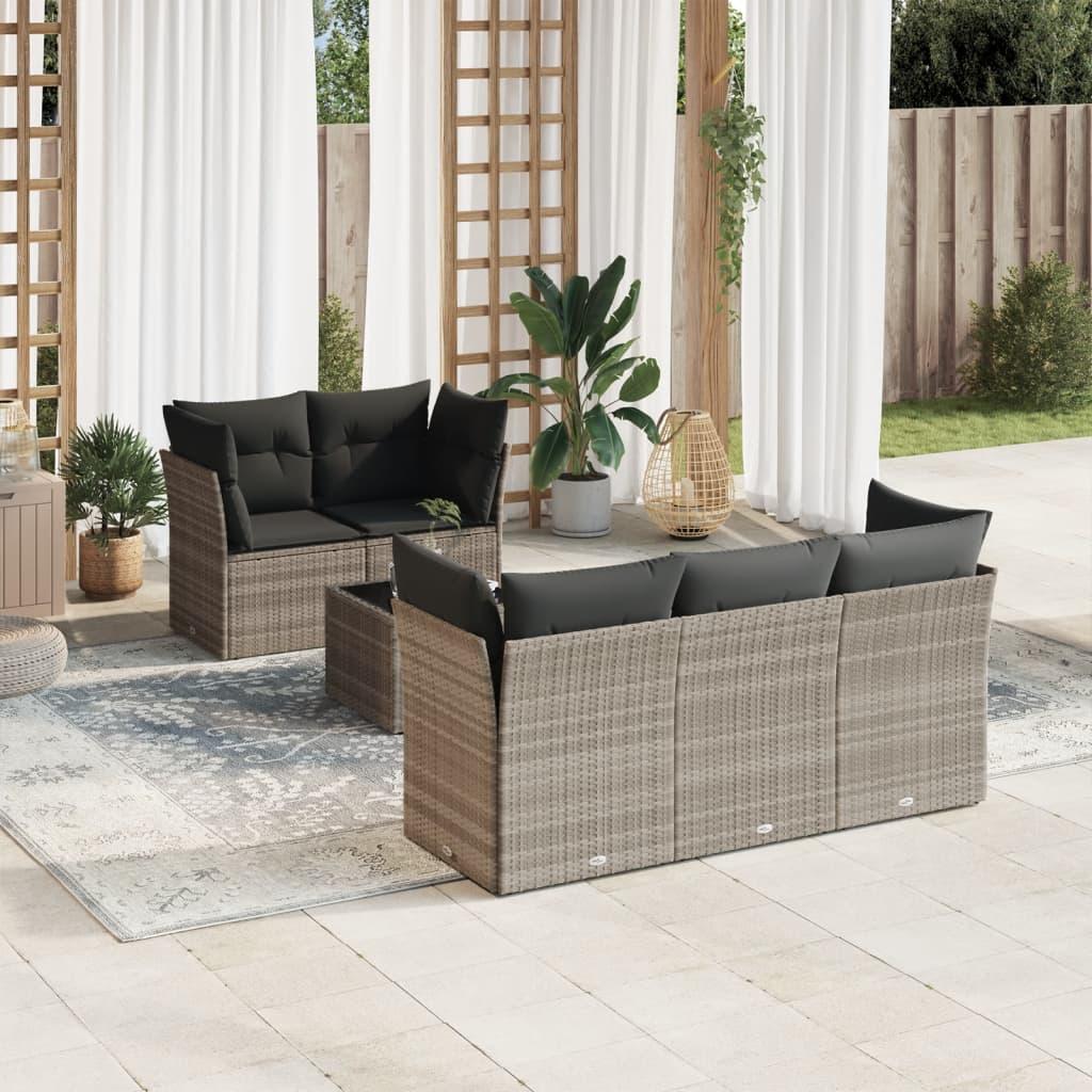 Sofasæt Til Haven 6 Dele Med Hynder Polyrattan - Lysegrå