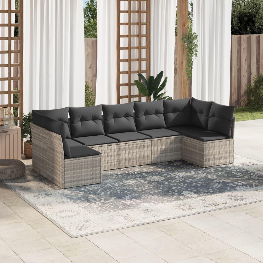 Sofasæt Til Haven 8 Dele Med Hynder Polyrattan - Lysegrå / Uden bord
