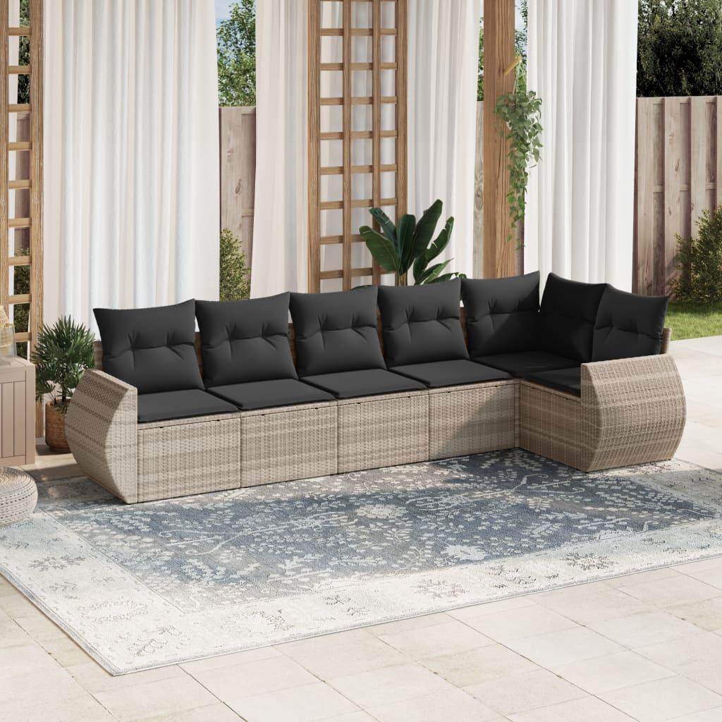 Sofasæt Til Haven 7 Dele Med Hynder Polyrattan - Lysegrå / Uden bord