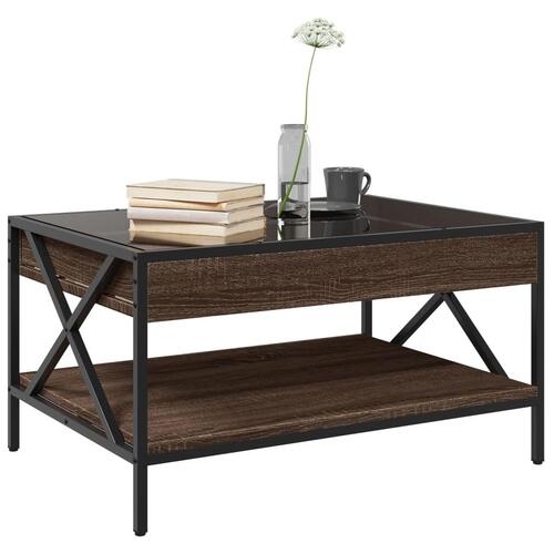 Sofabord med Infinity LED-lys 70x50x38 cm brun egetræsfarve