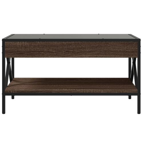 Sofabord med Infinity LED-lys 70x50x38 cm brun egetræsfarve