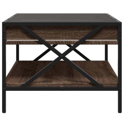 Sofabord med Infinity LED-lys 70x50x38 cm brun egetræsfarve