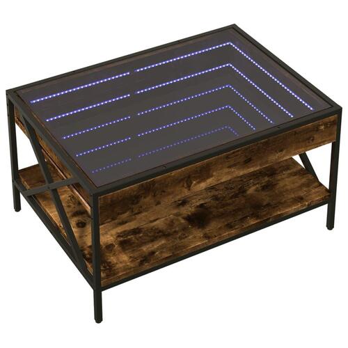 Sofabord med Infinity LED-lys 70x50x38 cm røget egetræsfarve