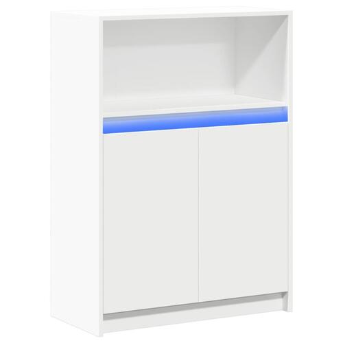 Reol med LED 72x34x100 cm konstrueret træ hvid