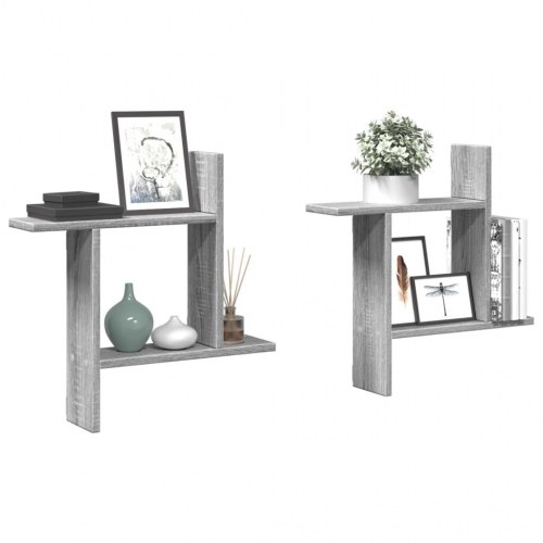 Væghylder 2 stk. - 50×12×50 cm i konstrueret træ, grå sonoma-eg