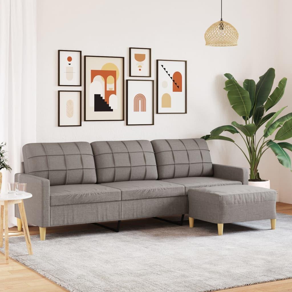 3-personers sofa med fodskammel 210 cm stof Gråbrun billede