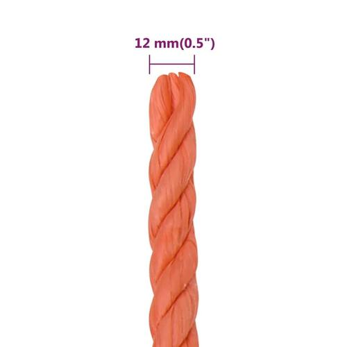 Arbejdsreb 12 mm 25 m polypropylen orange