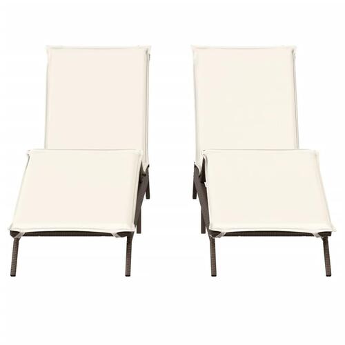 Liggestole 2 stk. med hynder polyrattan brun