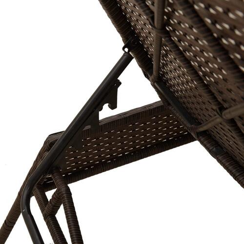 Liggestole 2 stk. med hynder polyrattan brun