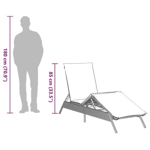 Liggestole 2 stk. med hynder polyrattan brun