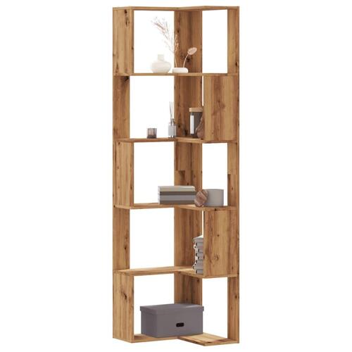 Bogreol til hjørne 50x50x179 cm 5 hylder konstrueret træ eg