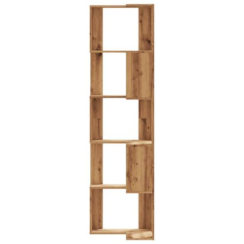 Bogreol til hjørne 50x50x179 cm 5 hylder konstrueret træ eg