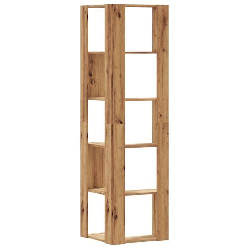 Bogreol til hjørne 50x50x179 cm 5 hylder konstrueret træ eg