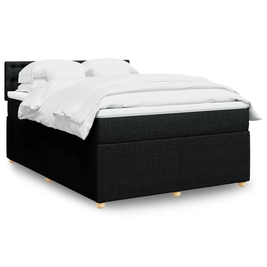 Kontinentalseng med madras og topmadras 140×190 cm - stof, sort