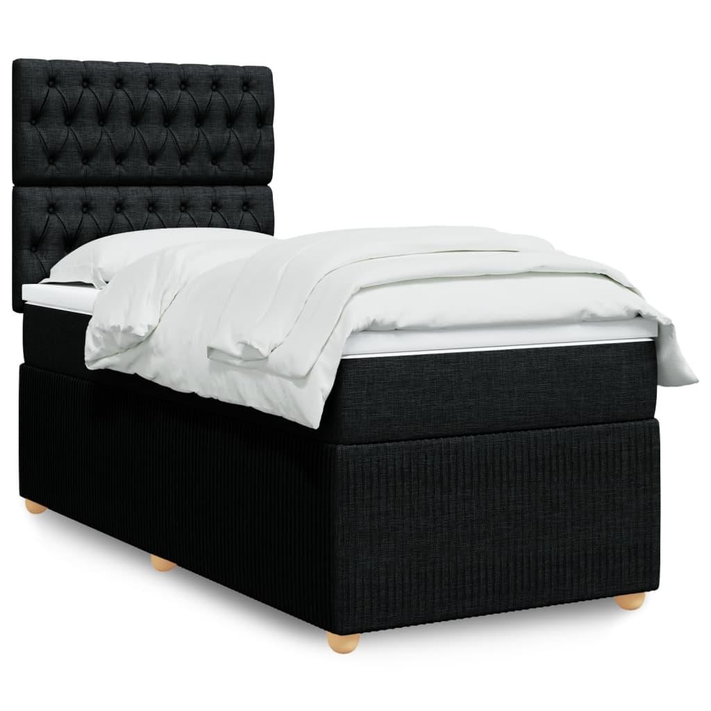 Kontinentalseng Med Madras Stof Sort - Med pynteknapper / 90 x 200 cm