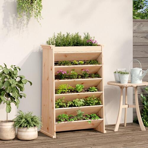 Plantevæg 69x40x101,5 cm 6 niveauer massivt fyrretræ