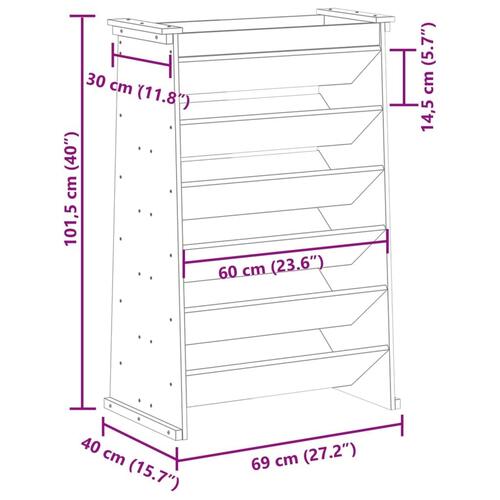Plantevæg 69x40x101,5 cm 6 niveauer massivt fyrretræ