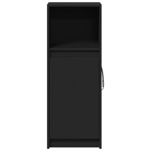 Skab med LED-lys 38x34x100 cm konstrueret træ sort