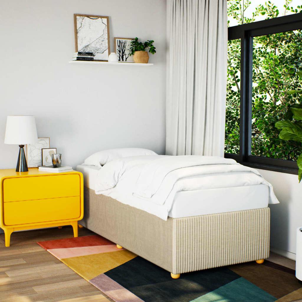 Sengeramme uden madras 90x200 cm - stof, cremefarvet