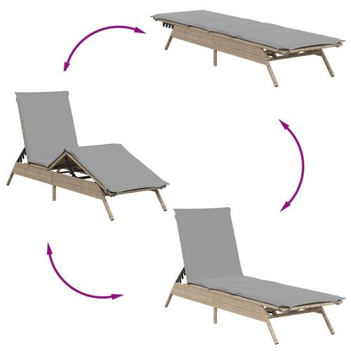 Liggestole 2 stk. med hynder polyrattan beige