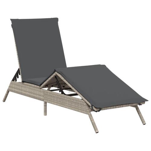 Liggestole 2 stk. med hynder polyrattan lysegrå